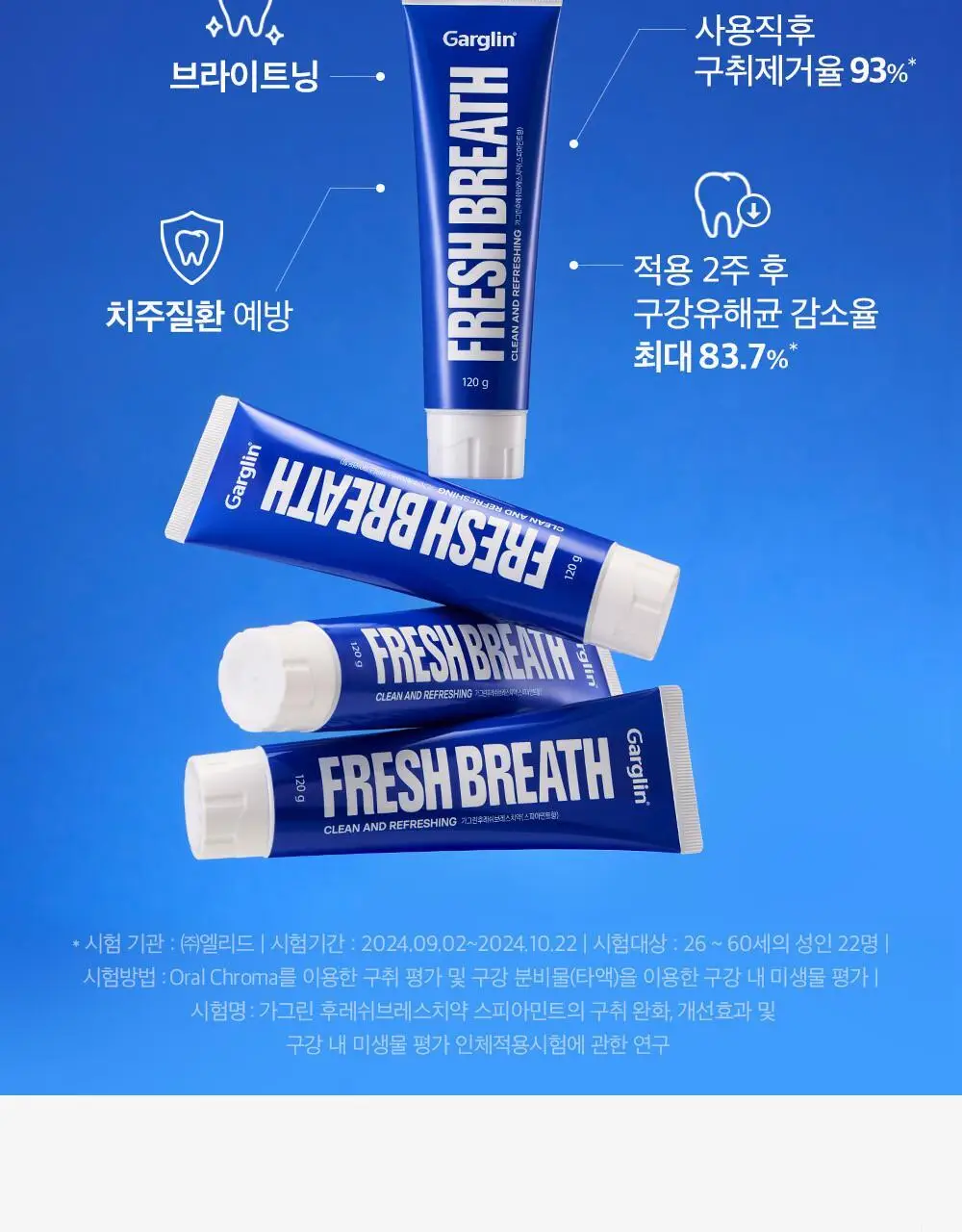 [불소포함] 가그린 스피아민트 치약 120g 상세페이지 3